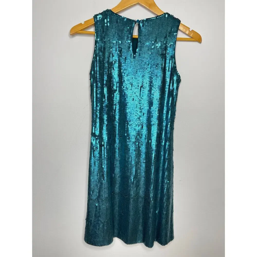 Marciano sequined A line mini dress size 14 (Girls) Teal - Picture 7 of 14